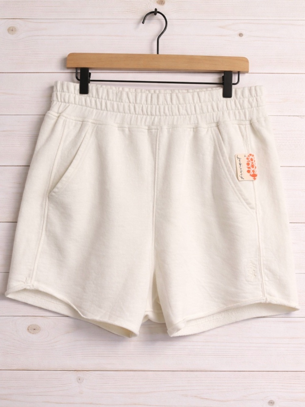 Free People Movement All Star Solid Hi-Rise Athletic Lounge Shorts~White~Size Lg - Picture 3 of 16